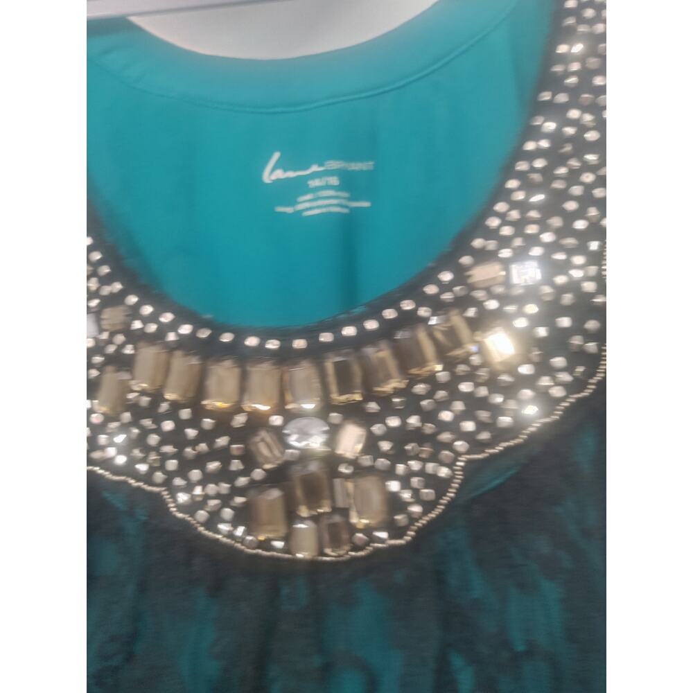 Lane Bryant Top Sleeveless Tank Bedazzled Neckline Lace Overlay 14/16 - Picture 4 of 5